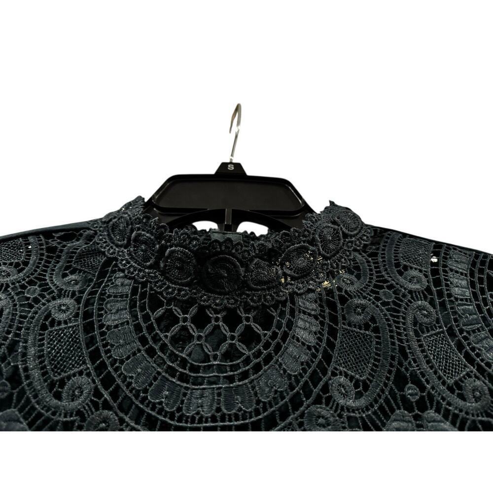 James Coviello By Anthropologie Women's Small Dark Teal Lace Top Button Back - Picture 3 of 11